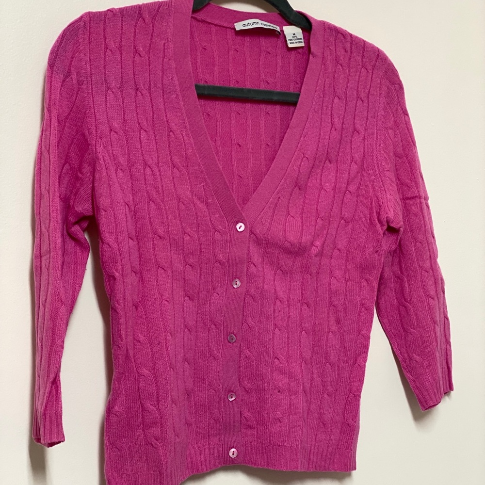 Pink Cashmere Button Up Sweater